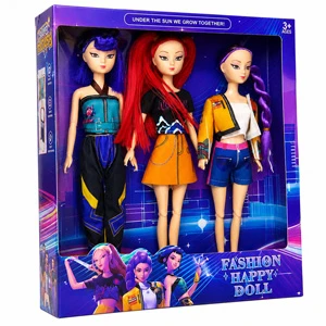 K-POP Demon Hunters Fashion Happy Doll Pack Of 3 Dolls Rumi, Mira, Zoey Length Approx. 30 cm Moveable Joints & Head (6067A)